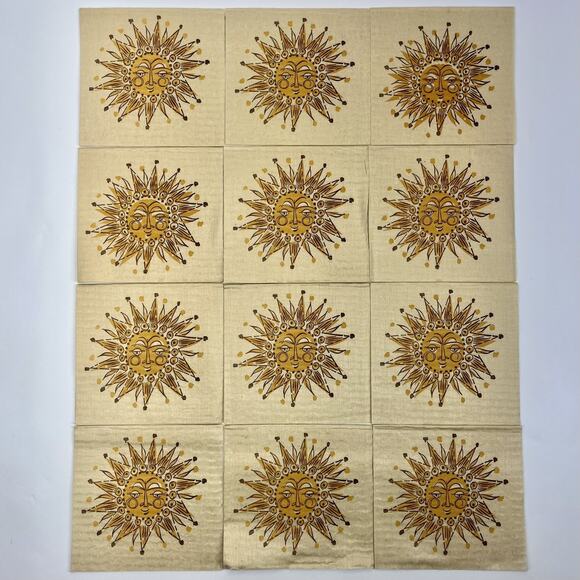 Vintage MCM Atomic Sun Napkins Dinner Barware Set 21 RARE Masslinn Patio Party - Picture 6 of 7